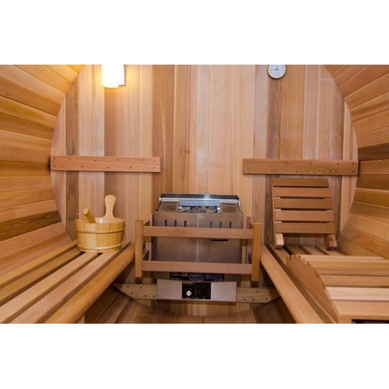 Sauna Barrel Rustic 4 places - détails intérieur du spa