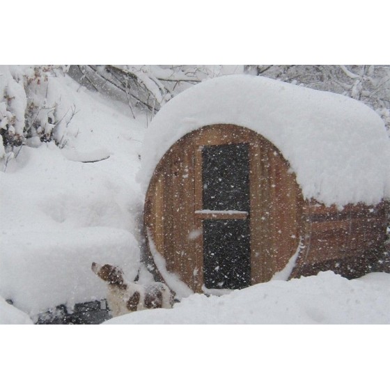 Sauna Barrel Rustic 7+1 FT - sous la neige