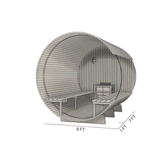 Sauna Barrel Rustic 7+1 FT - plan