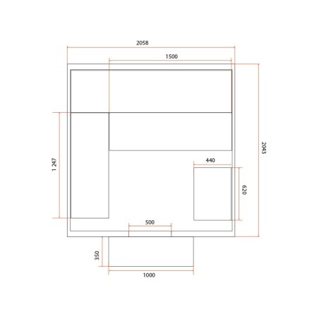 Sauna Gaïa Nova - Nova - Cèdre rouge - plan du sauna