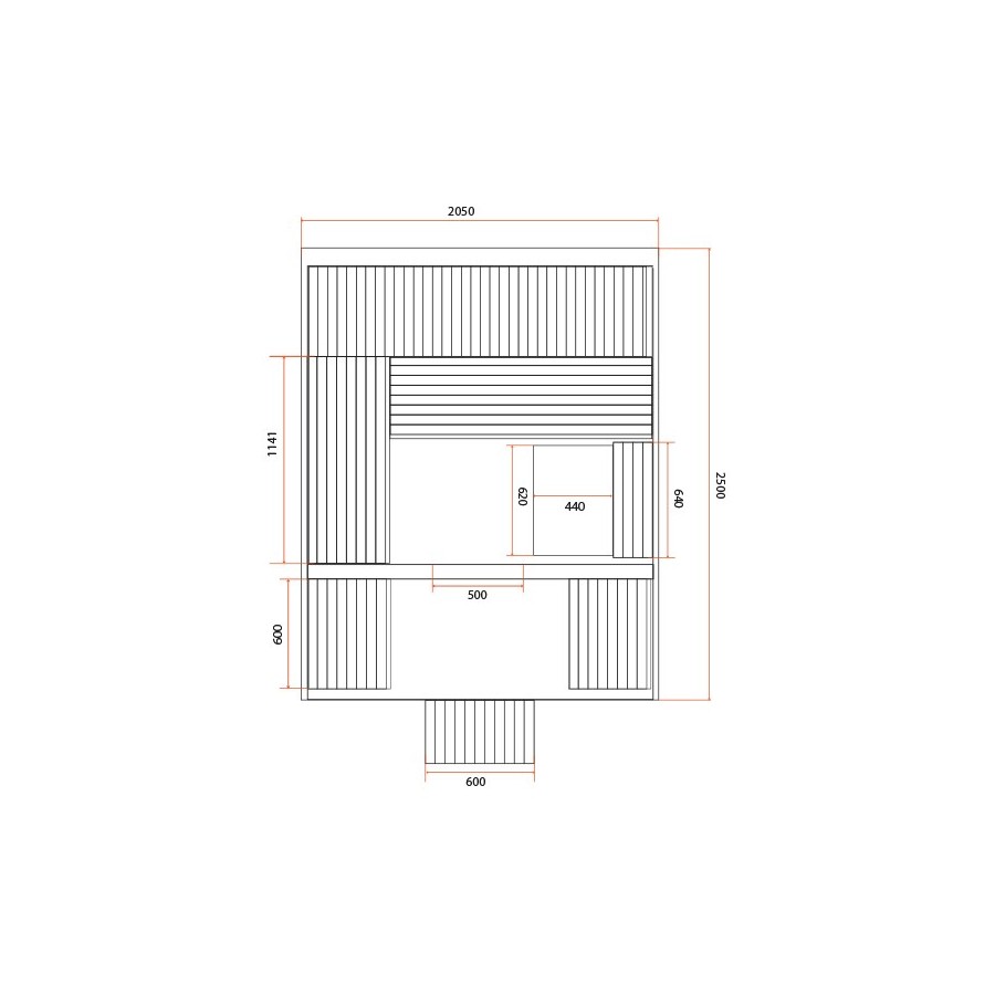 Sauna Gaïa - Luna - plan du sauna Sauna Gaïa - Luna - plan du sauna
