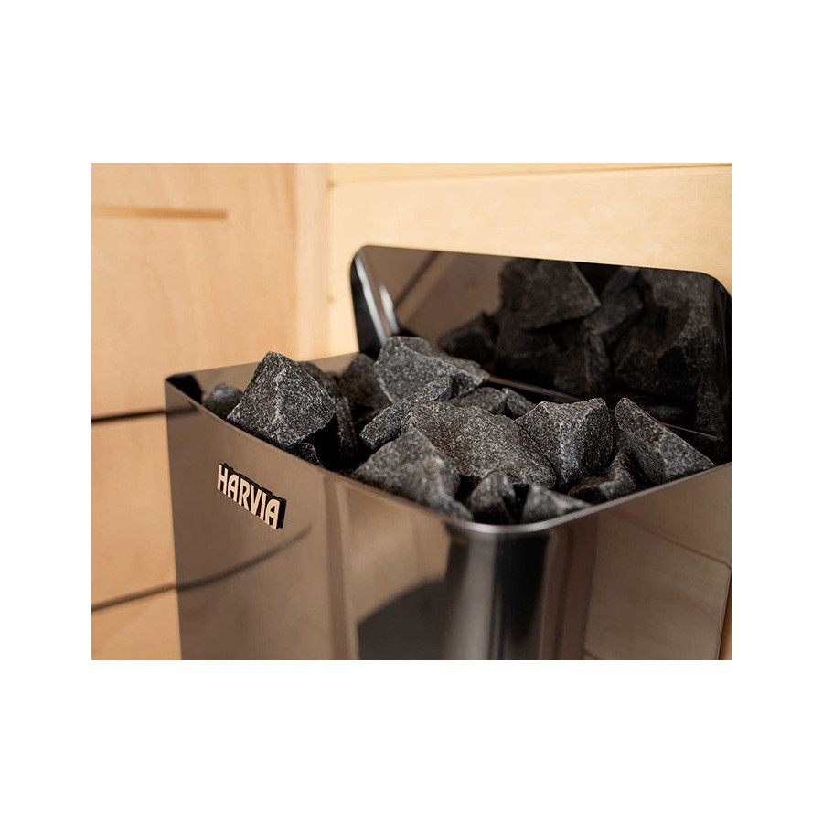 Poêle Harvia Wall Black 4,5kW - zoom pierres de lave Poêle Harvia Wall Black 4,5kW - zoom pierres de lave