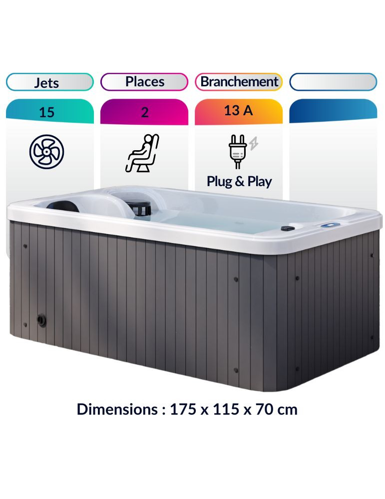 Spa 2 places Extérieur ou Intérieur Plug and play