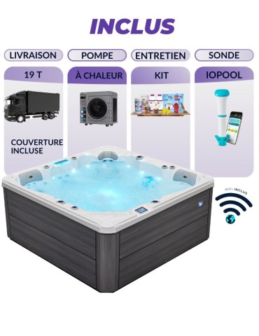 SPA extérieur 5 places massage ULTRA performant avec POMPE À CHALEUR !