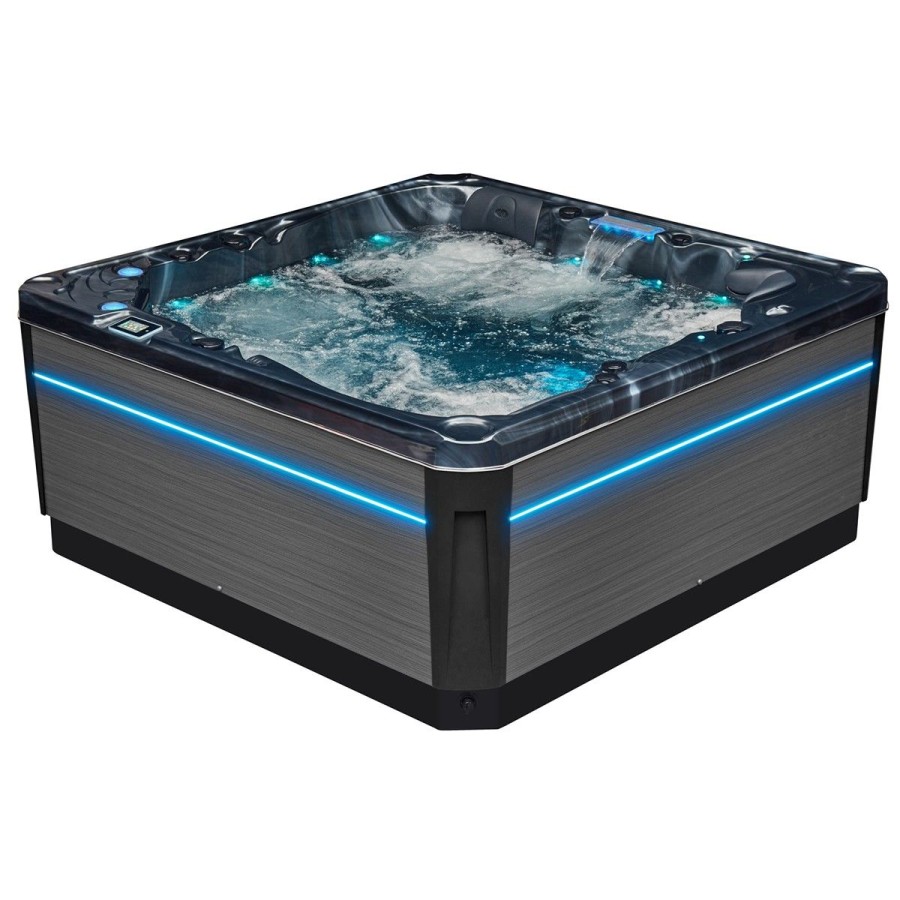 Spa Floride PREMIUM - 5 places - couleur noir - vue de coté - leds allumées Spa Floride PREMIUM - 5 places - couleur noir - vue de coté - leds allumées